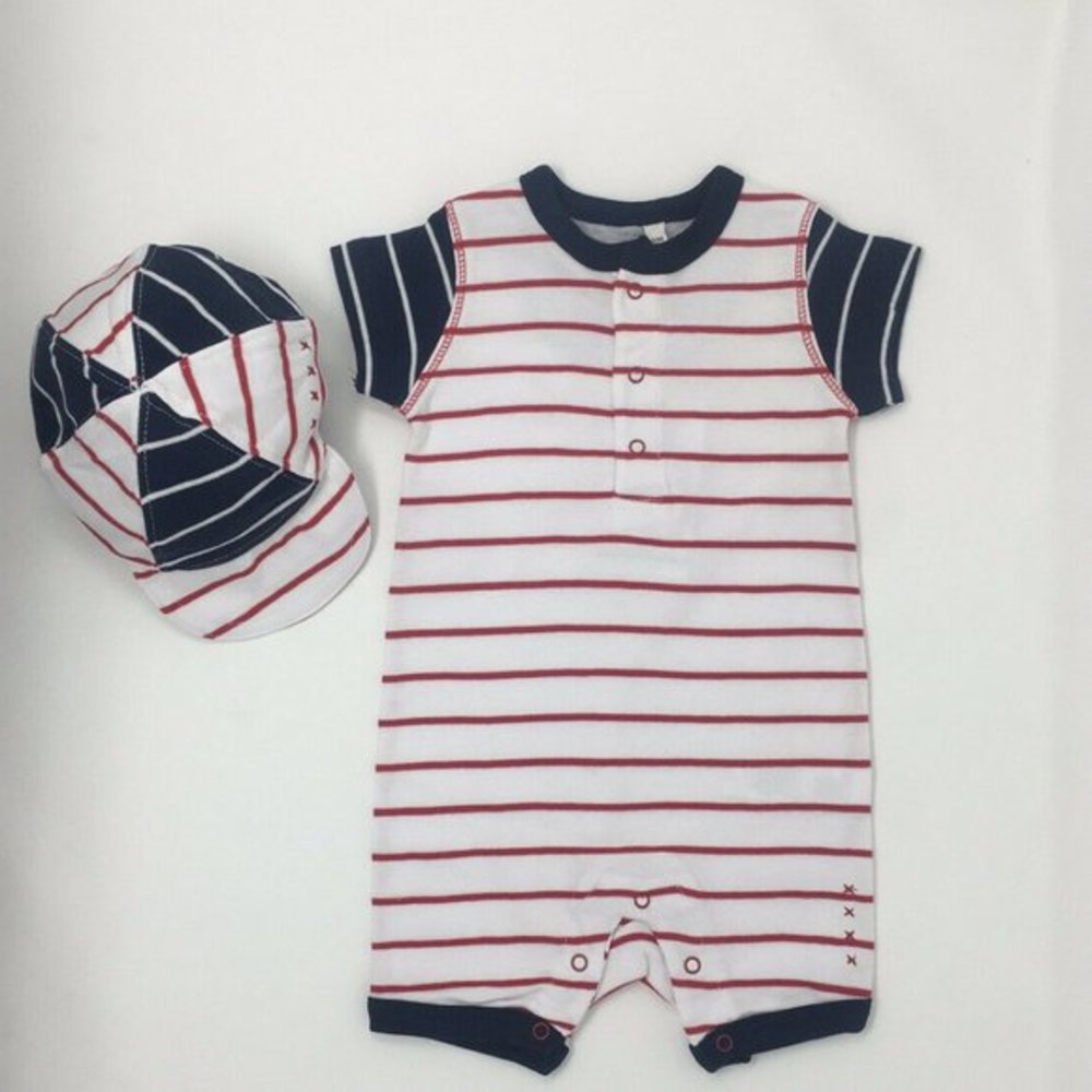 Petit Lem Baby Boys One Piece Baseball Romper